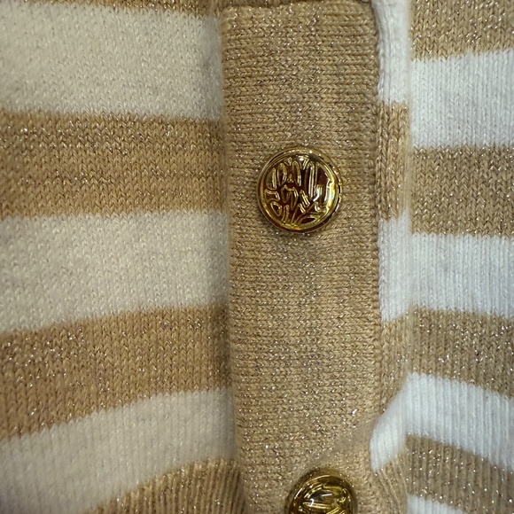 Lilly Pulitzer Metallic Gold & White Striped Sweater — Size Small - Picture 4 of 8